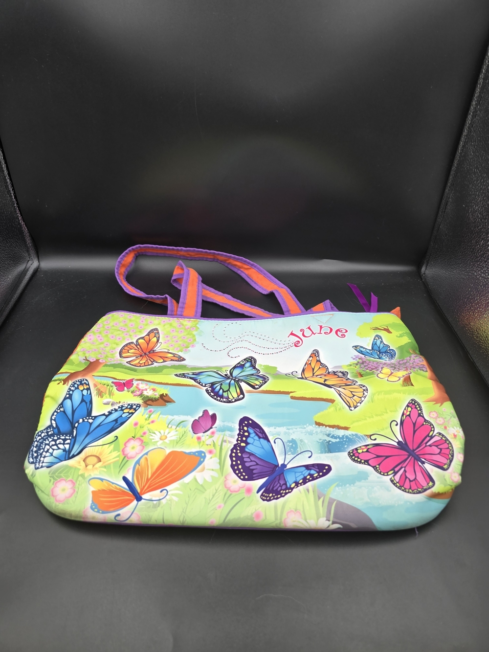 Willabee & Ward Colorful Butterfly Print/June Tote Bag in Multicolor